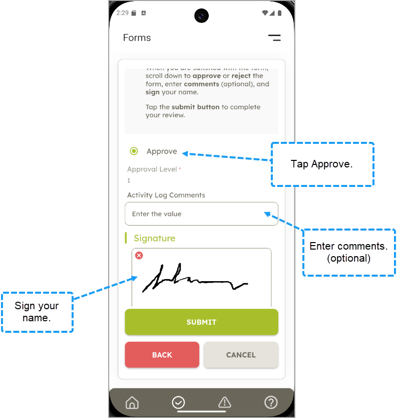 form approval final steps